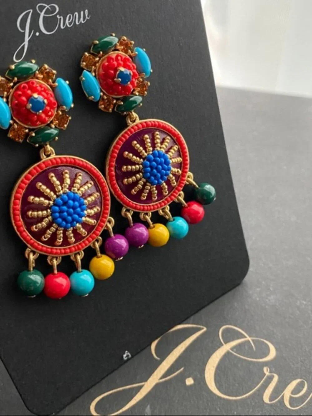 J.Crew Beaded drop earrings-AQ504-MULTI COLOR-NEW